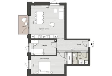Plantegning for: Bolig 023 <wbr> Fortkaj 2, 1. 2