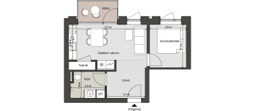 Plantegning for: Bolig 024 <wbr> Fortkaj 2, 1. 3