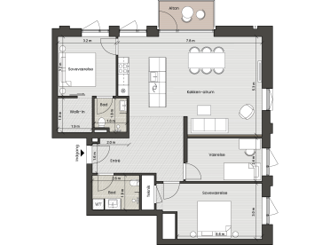 Plantegning for: Bolig 031 <wbr> Fortkaj 8, 1. mf.
